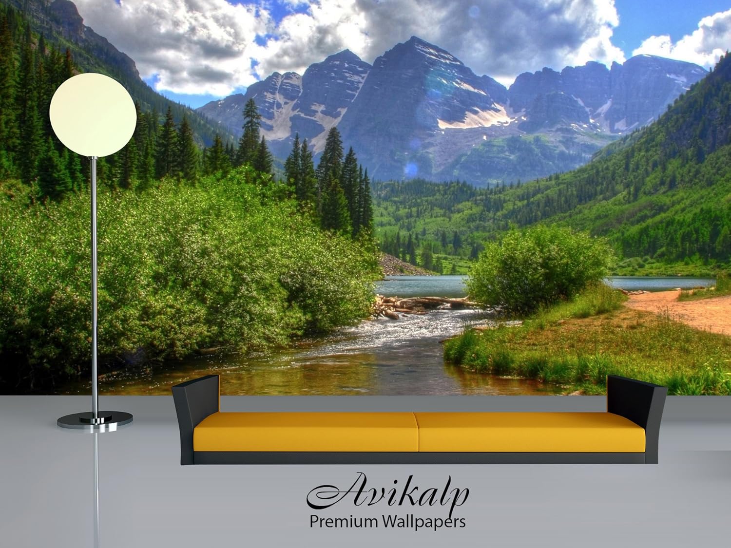 Avikalp Exclusive Awi6380 Summer Day by The Snowy Mountains Nature Full HD Wallpapers (121cm x 91cm)