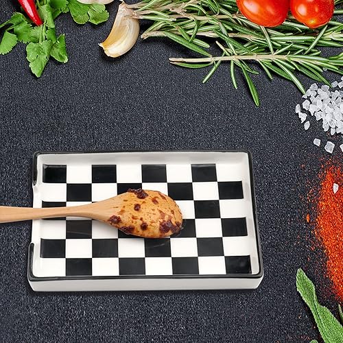 Miniatura 2 de Soporte para cucharas, soporte de cuchara de cerámica para encimera de cocina, apto para lavavajillas, decoración de mármol, soporte para cuchara