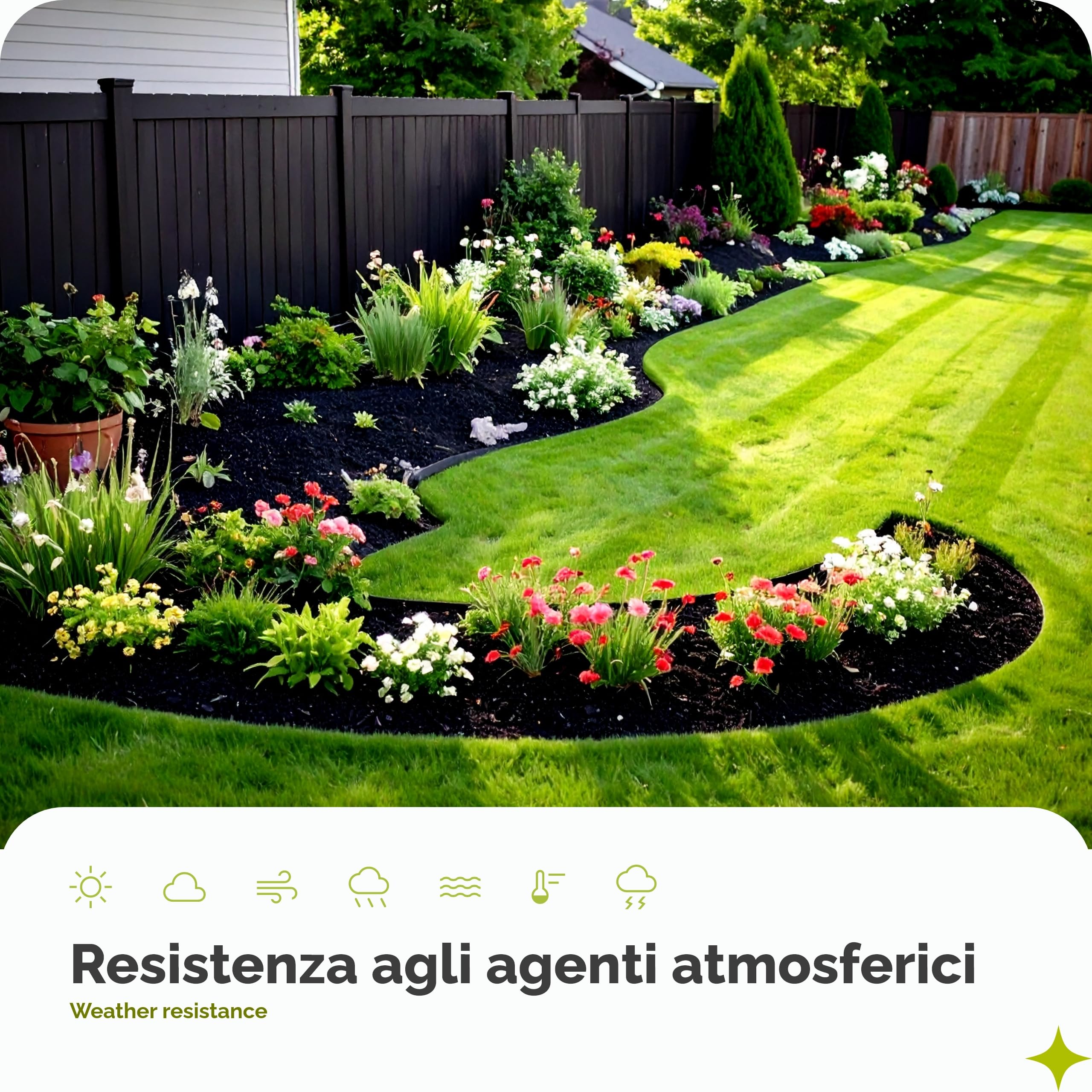 Garronda Bordura Giardino 24 m Altezza 4,5 cm con 100 Ancoraggi, Bordo per Aiuole in Plastica, Recinzione Giardino Esterno, Bordo Dritto Facile da Montare GD-0157