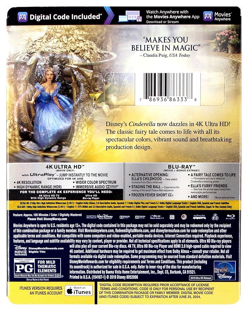 Amazon.com: Cinderella [Blu-ray] [4K UHD] : Lily James