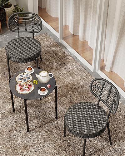 3 Pieces Patio Set, Outdoor Wicker Bistro Set All-Weather Rattan