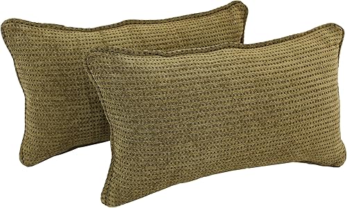 Vista 3 de Blazing Needles Juego de 2 almohadas de chenilla jacquard con cordón (juego de 2), 20 x 12 pulgadas, macarrón Macarons