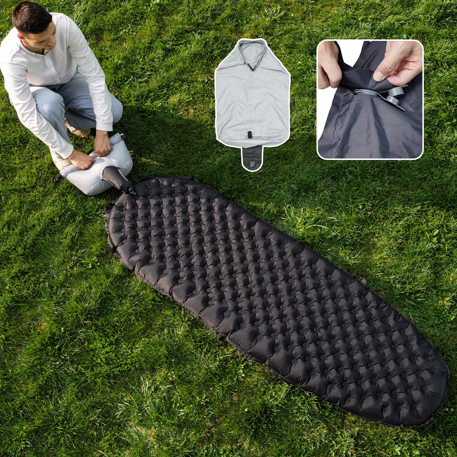 Night Cat Matelas Gonflable Léger: Matelas Gonflable Portable 9.0 R-Value 4 Saisons Durable Confort Optimisé pour Camping Randonnée Aventures en Plein Air