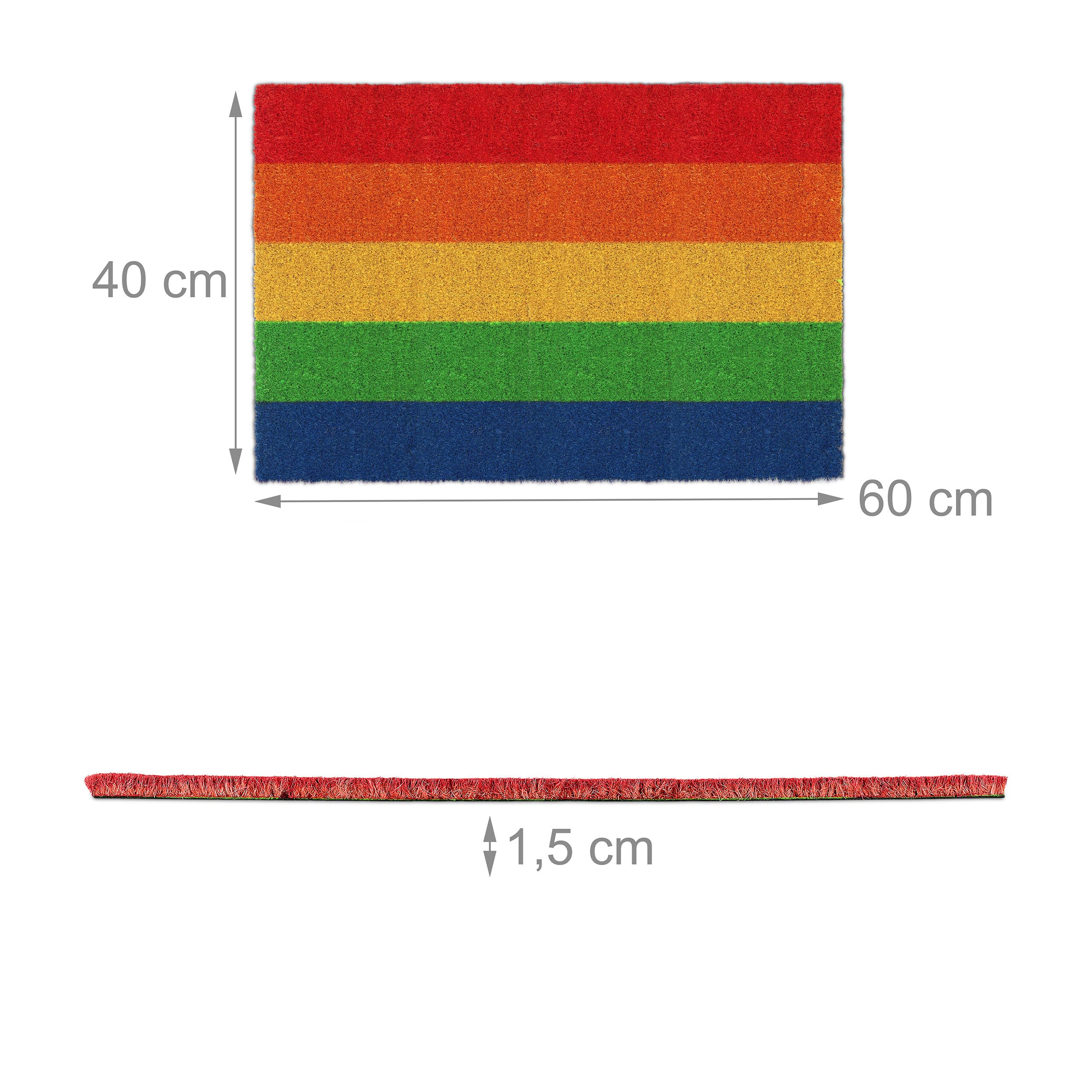Relaxdays Zerbino In Fibra Di Cocco A Semicerchio – 60x40 Cm, Design Arcobaleno, Antiscivolo Per Esterni E Interni - 4