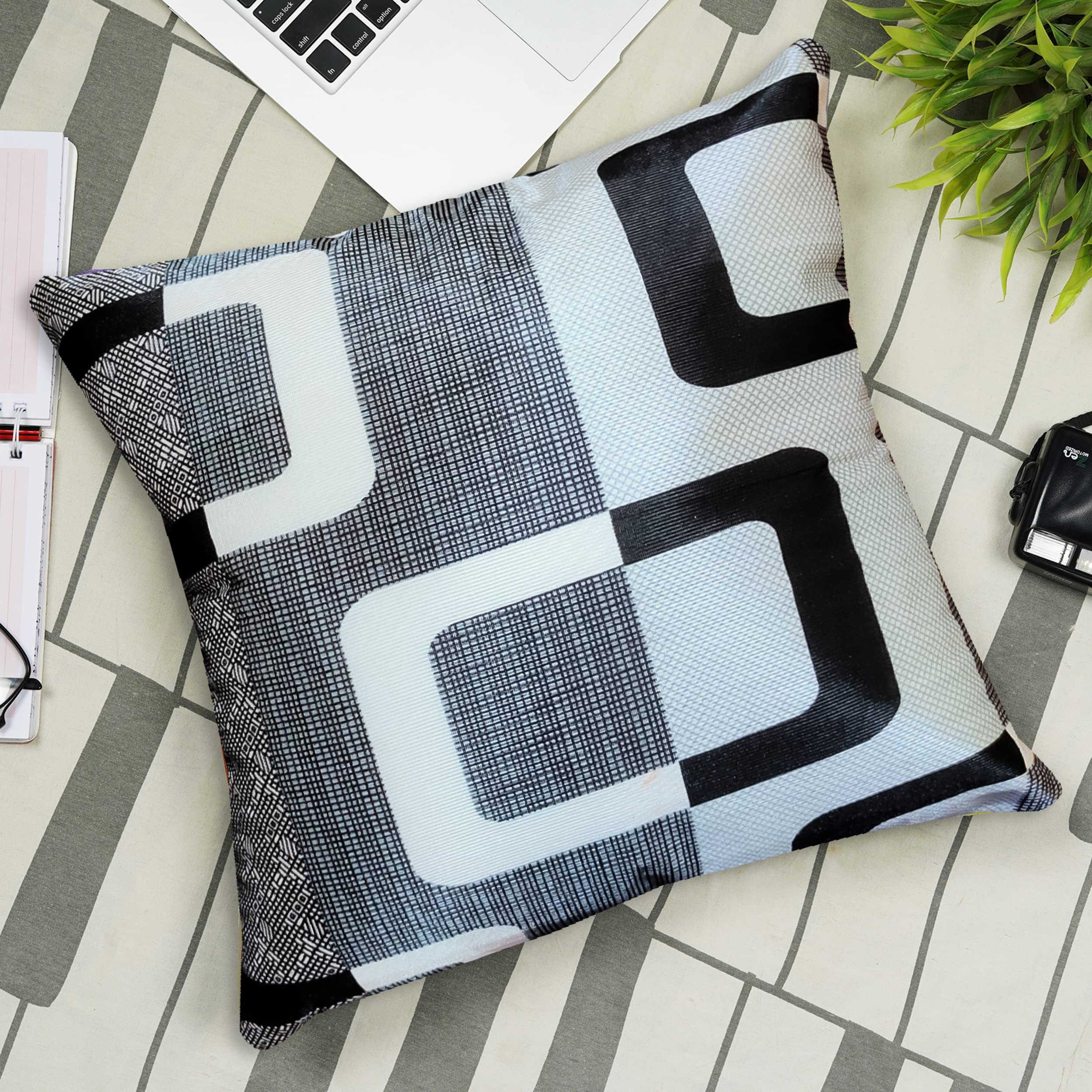 JOTOM - Set di 4 federe decorative per cuscini, in lino e cotone, per