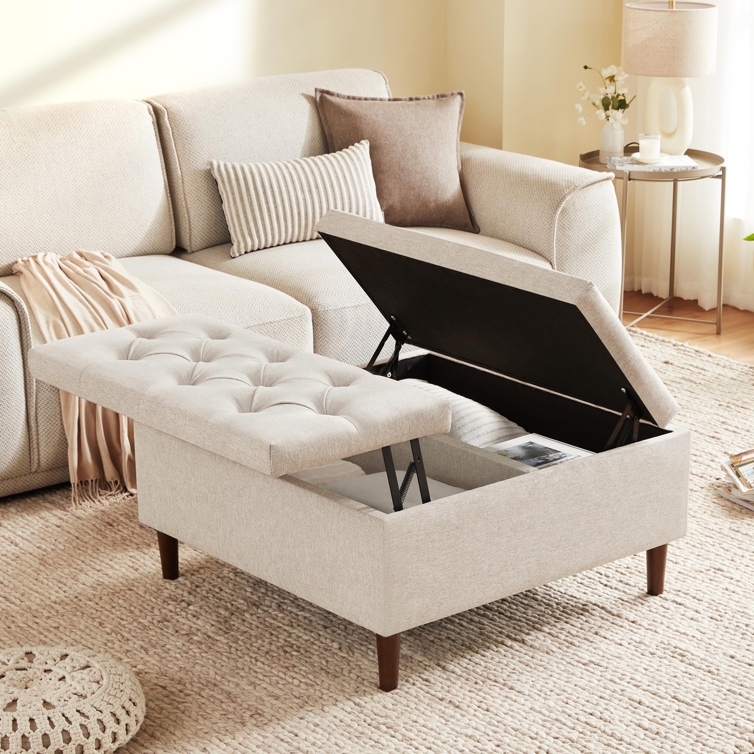 Weture 35 Inch Storage Ottoman Coffee Table