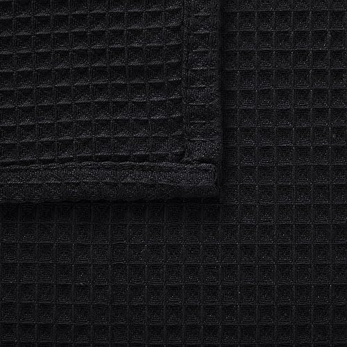 Miniatura 5 de Toallas faciales y de mano con tejido de gofre Encasa XO'  12"x12", juego de paños negros de 12  secado rápido para baño, gimnasio, cocina y viajes