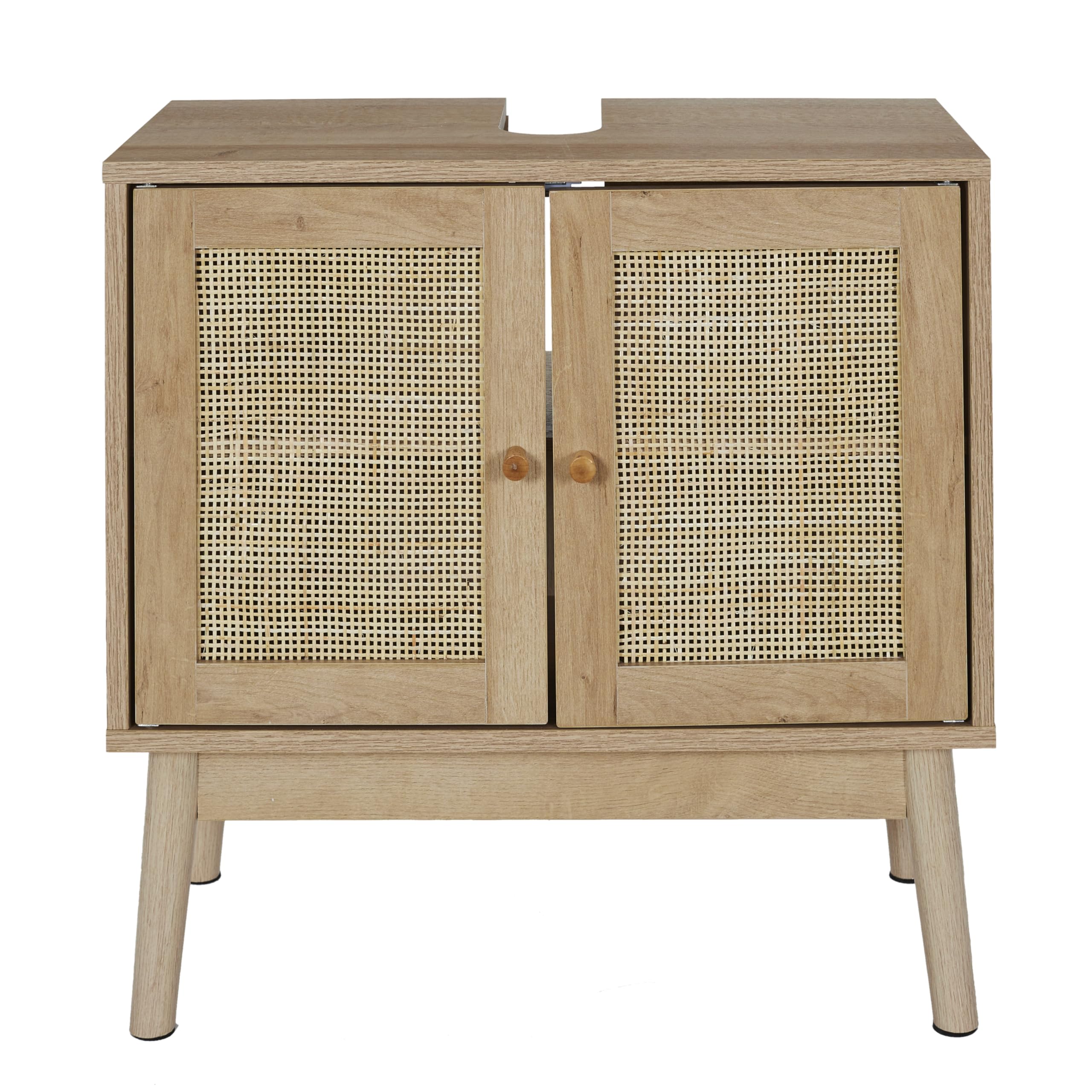 HOME DECO FACTORY - HD0227, Mueble Bajo Lavabo, Modelo Bali, Colección Natural Crush, Mobiliario, Mueble de Baño, 60 x 70 x 30 cm, Marrón