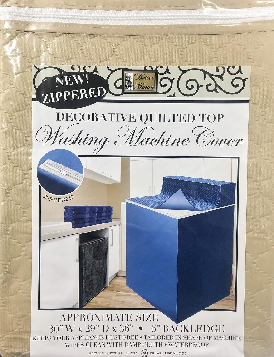 Better Home Zippered Vinyl Washing Machine or Dryer Cover Waterproof Dust Free Appliance Protection (Mint Green) image 3