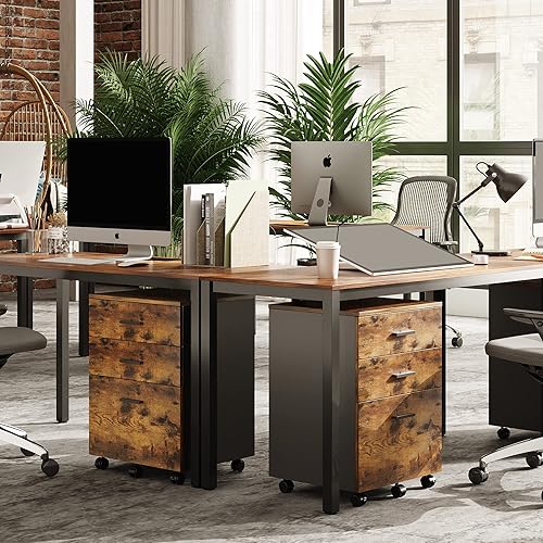 Miniatura 20 de DEVAISE Archivador de 3 cajones para oficina en casa, archivador de madera debajo del escritorio, soporte de impresora rodante con ruedas, nogal