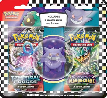 Pokemon TCG Back to School Eraser Blister Gengar 1 Eraser & 2 Booster Packs