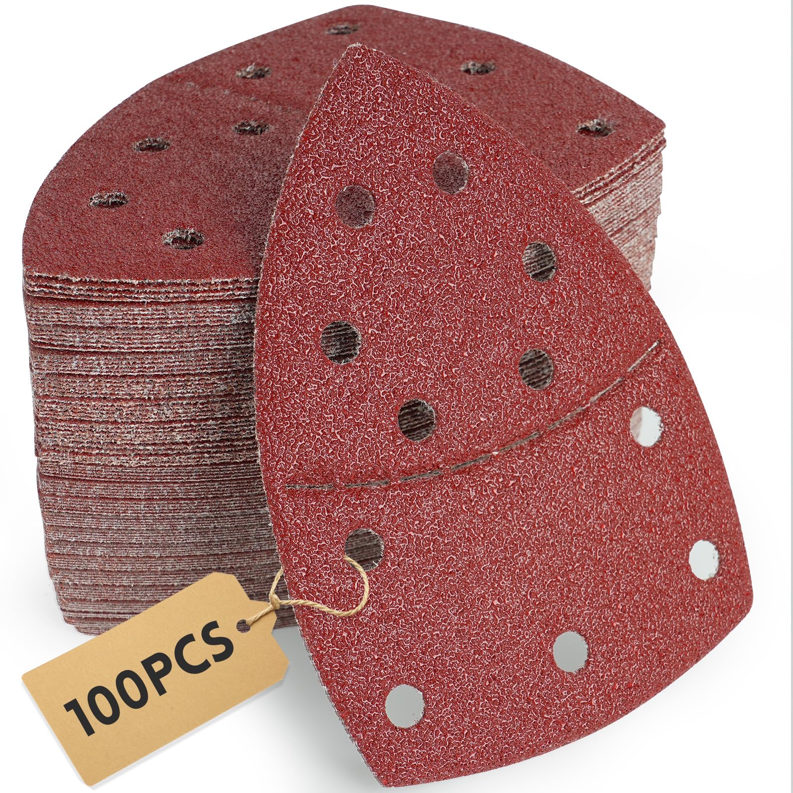 100 Stück Schleifpapier Dreieckschleifer Set 105x152 mm (93x93x93 mm), P40x10, P60/P80/P120/P180/P240/P400x15, 11-Loch für Bosch PSM 100A, PSM 160, PSM 200 AES, PSM 18, für Holz, Metall, Kunststoff