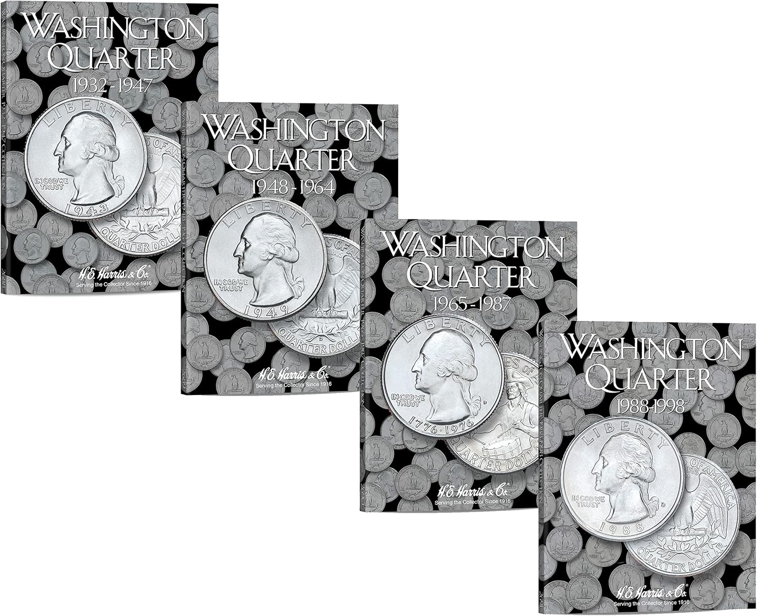H.E. Harris & Co. US Washington Quarter Coin Folder Four Volume Set 1932 – 1998#2688.2689.2690.2691
