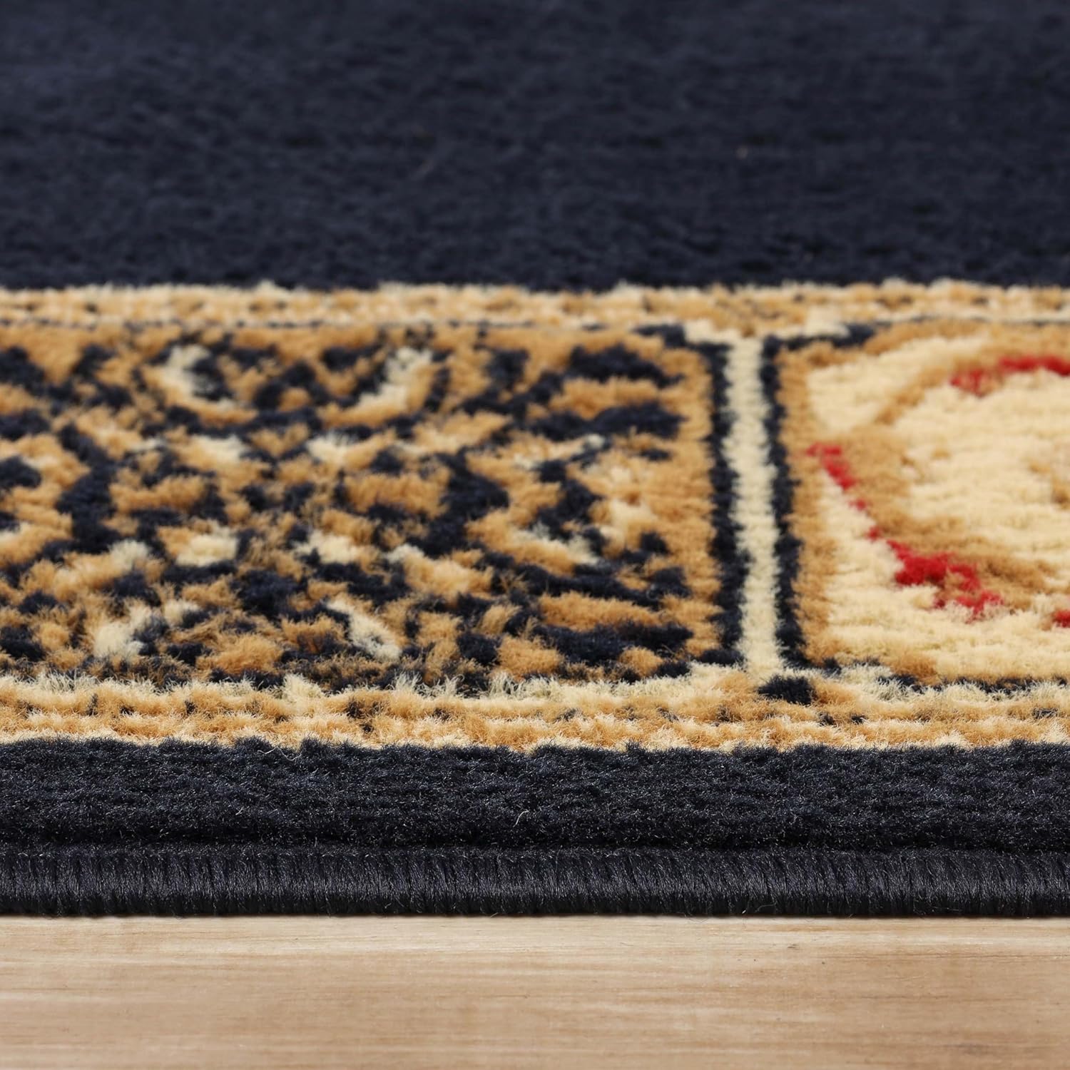 Superior Elegant Medallion Collection 2'7" x 8' Runner Rug, Attractive Rug with Jute Backing, Durable and Beautiful Woven Structure, Floral Medallion Rug with Broad Border - Midnight Blue