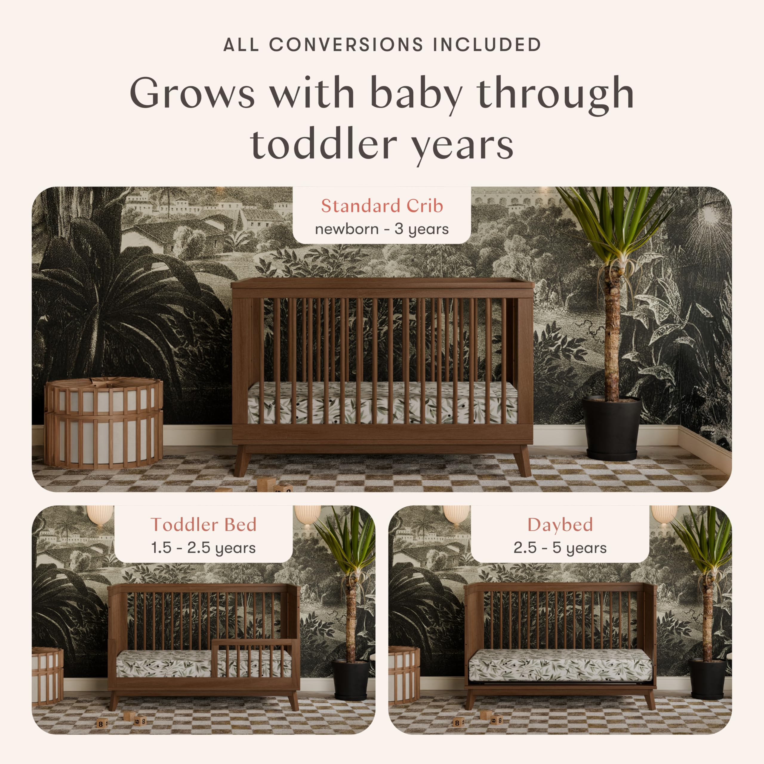 Amazon.com : Babyletto Scoot 3-in-1 Convertible Crib with Toddler