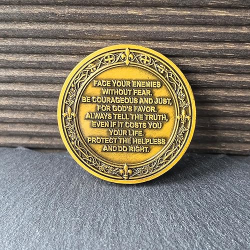 Miniatura 6 de Christian Challenge Coin  Moneda motivacional de aleación de zinc con diseño de caballeros templarios para coraje y fe, 1.57 pulgadas con estuche