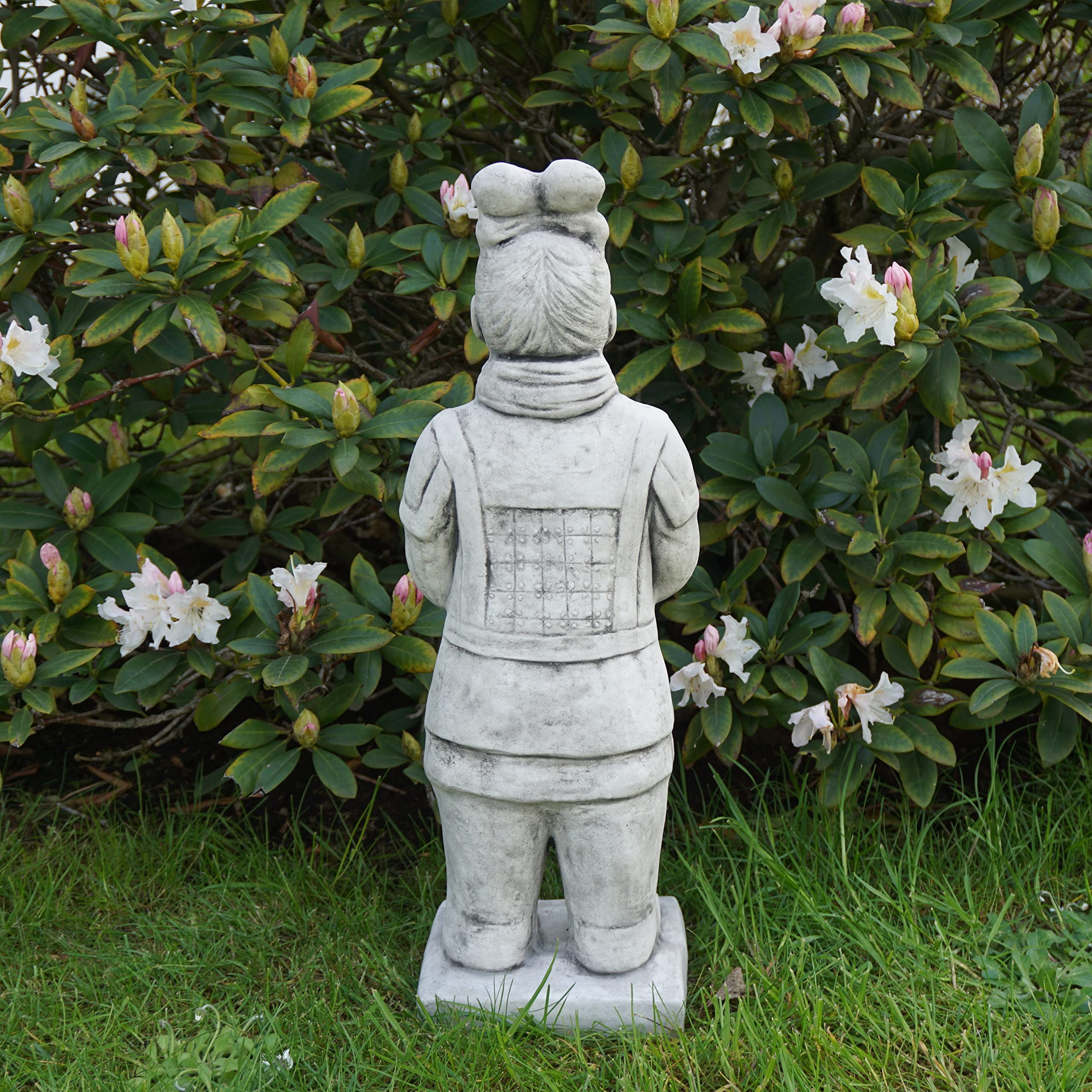 gartendekoparadies.de Terrakotta-Krieger, Steinfigur, 60 cm, 17 kg, Grau | Steinguss, Frostsicher für Aussenbereich, Asiatische Gartendeko