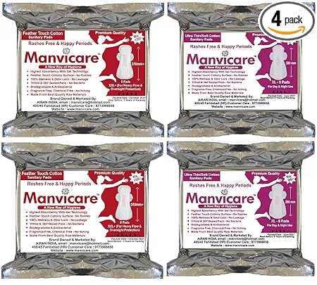 Manvicare Sanitary pads - 32 Pads - 16 XL & 16 XXL+