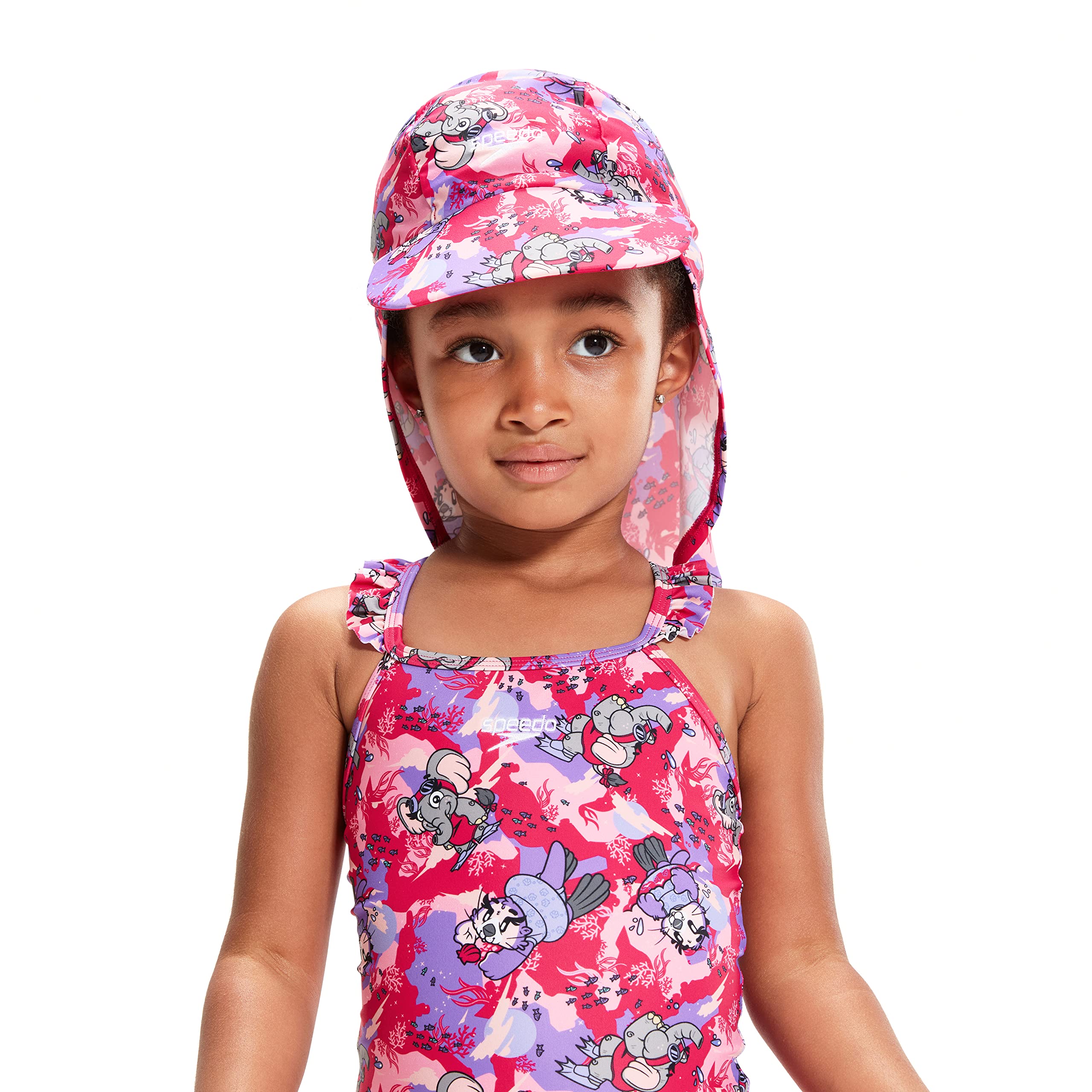 Speedo Girls Learn to Swim Sun Protection Hat, Cherry Pink/Sweet Taro/Hellium - Image 3