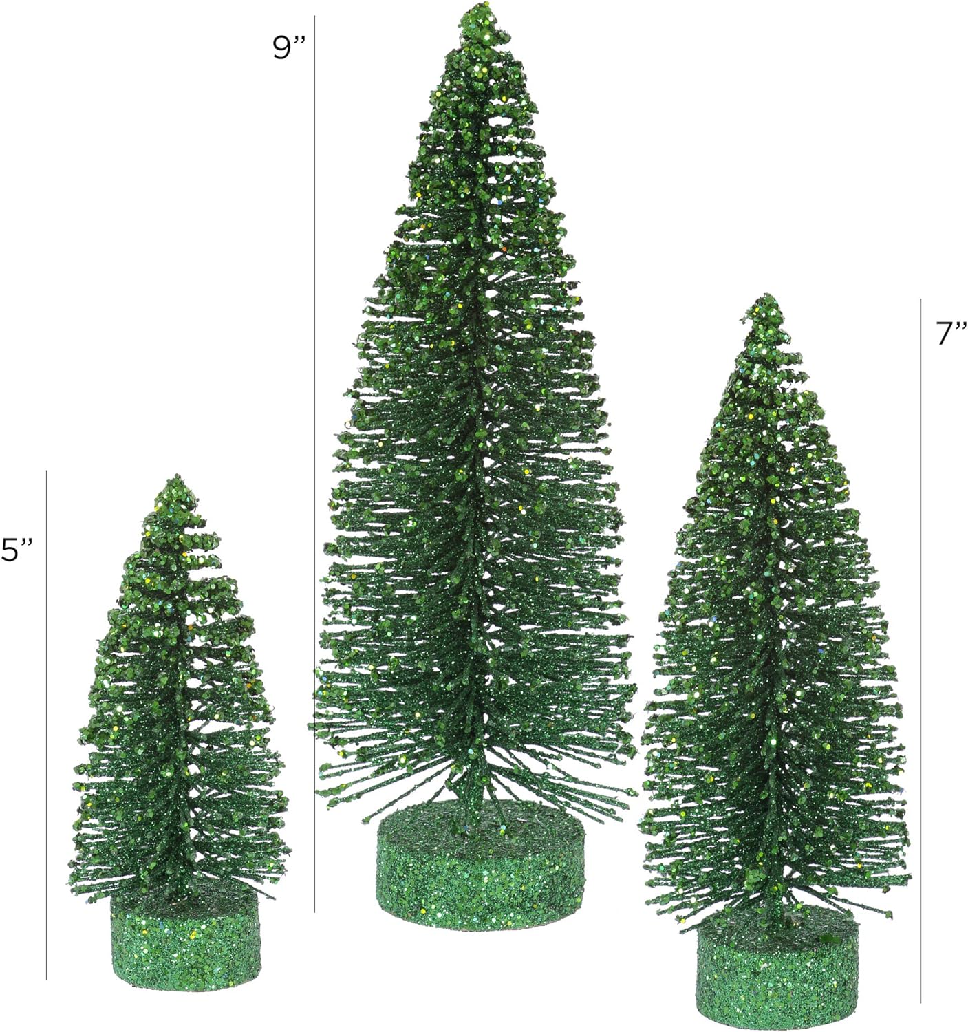 Vickerman 5"/7"/9" Blue Glitter Oval Artificial Christmas Tree, Unlit - Faux Christmas Tree Set - Seasonal Indoor Home Decor