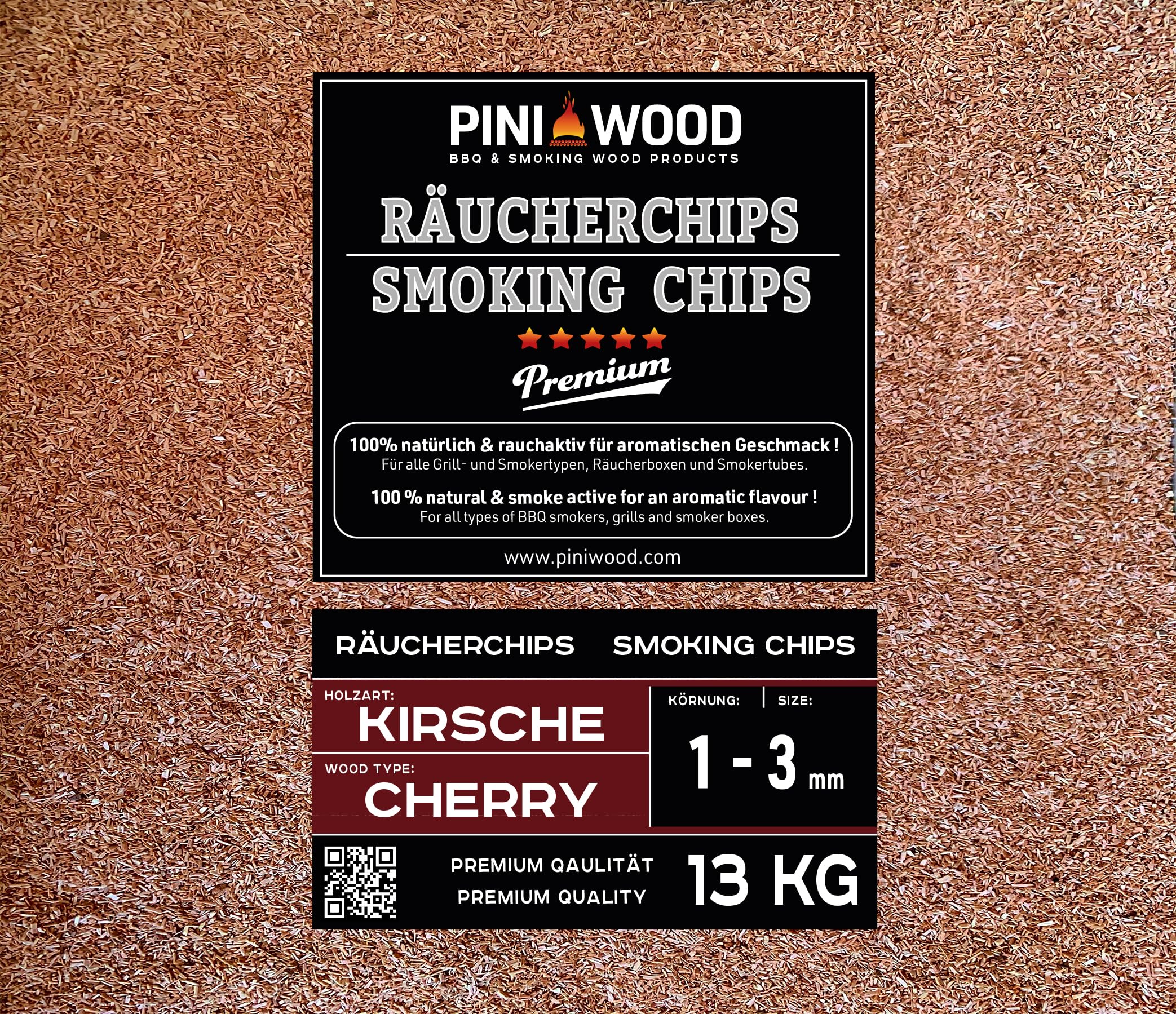 PINI 13 kg chipsy wędzarnicze wiśnia 1-3 mm wióry wędzarnicze