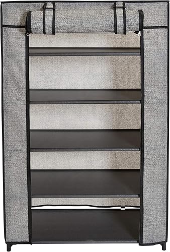 Miniatura 3 de Simplify Organizador de armario de 5 niveles con tapa, de pie, capacidad para 15 pares, bueno para tenis, zapatos planos, tacones y botas, negro, 15