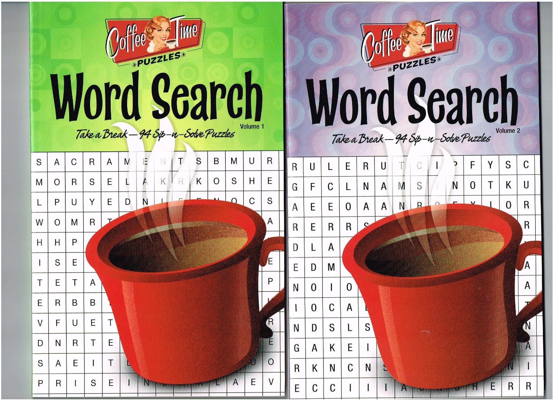 Coffee Time Word Search Puzzles Set of 3 Volumes (1, 2, 3)
