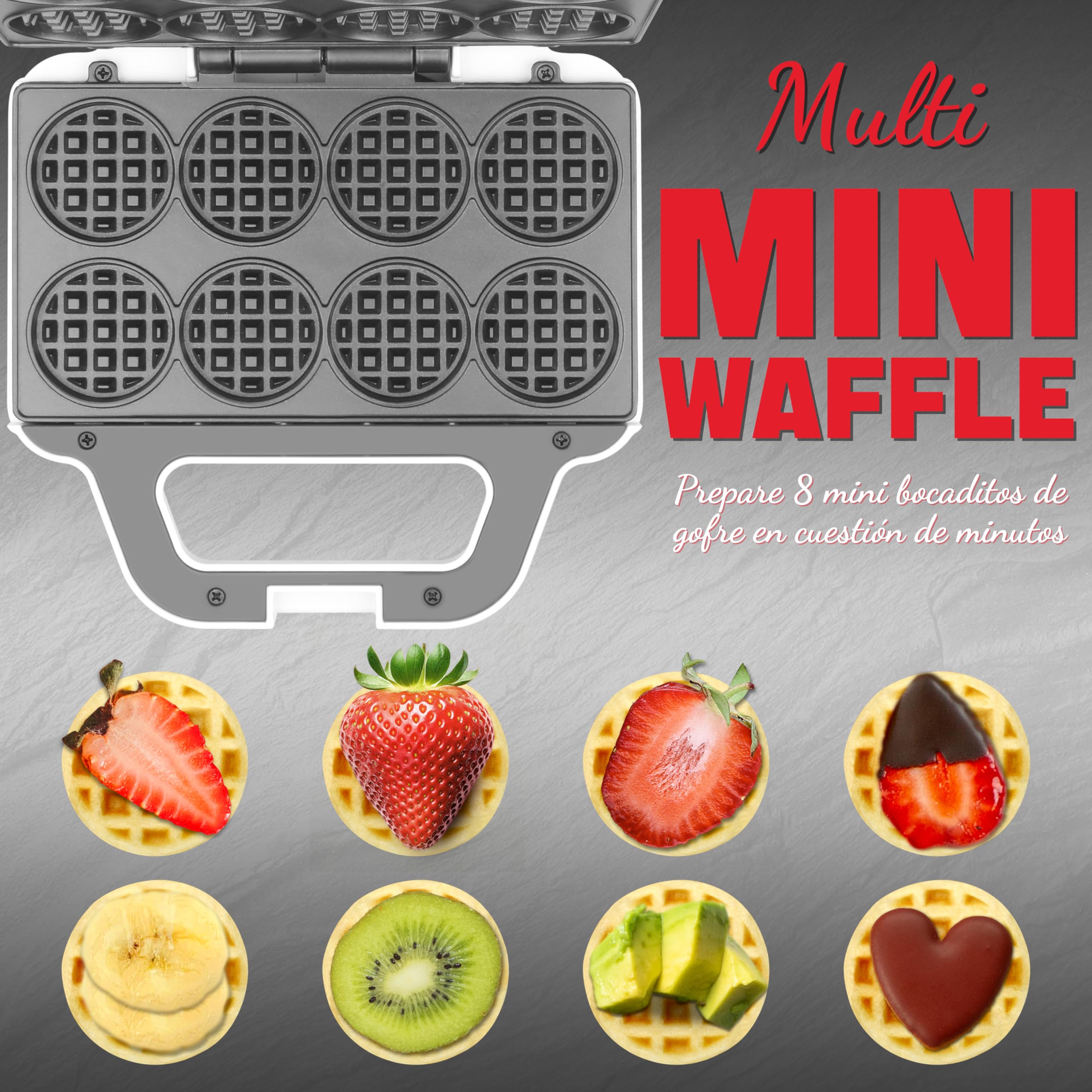 Mini máquina para hacer gofres SugarWhisk, plancha para hacer gofres pequeñitos para niños, hornea gofres pequeñitos de 8 x 5cm, pequeña máquina para hacer gofres, compacta y fácil de usar, superficie