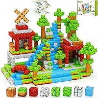 HOTERA 157PCS 1" Magnetic Building Blocks for Kids 3-8 - Strong Magnet Cubes, STEM Forest World Set, Sensory Educational Toys