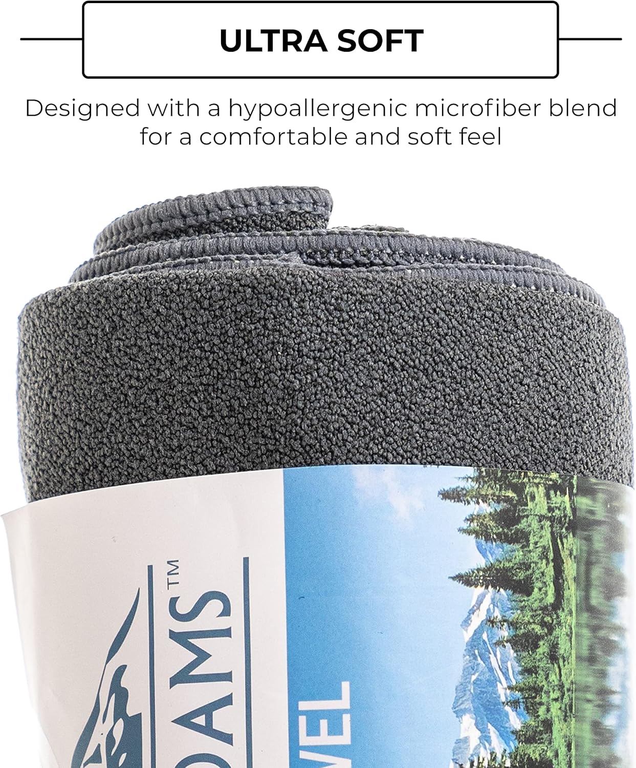 Mount Adams Yoga Mat Towel, 72 by 26 Inches, Super Absorbent Microfiber Towel for Hot Yoga, Non Slip Yoga Towel, Gym Towel for Workout, Sports, Exercise, and Fitness, Gray, Pack of 10