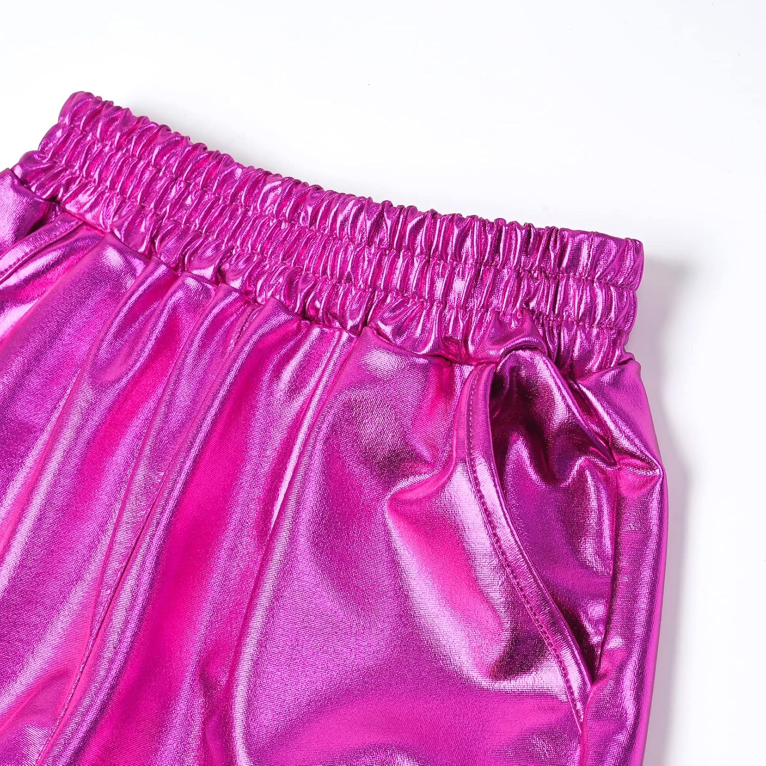 Mirawise Girls Metallic Shorts Shiny Hot Pants Sparkly Dance Outfits Short Pants with Sunglasses