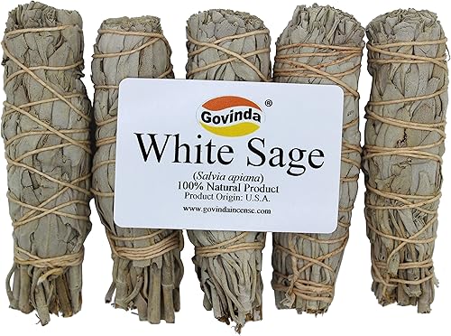 Miniatura 1 de Govinda - Paquete de 5 mini barras de salvia blanca, 4 pulgadas de largo
