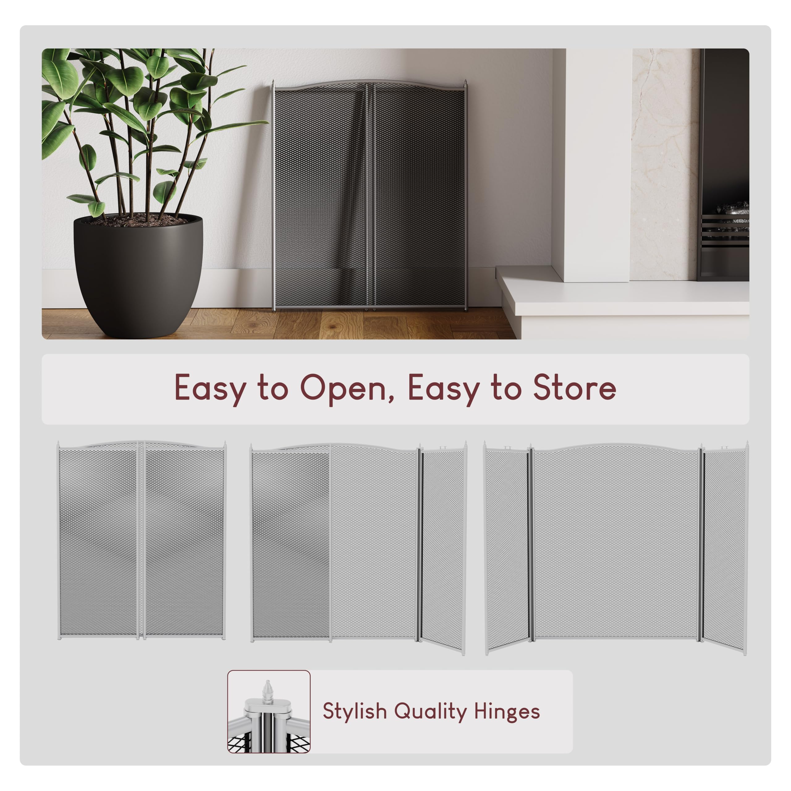 Home Discount Denton 3 Pannello Fuoco Schermo Scintilla Protezione, Peltro