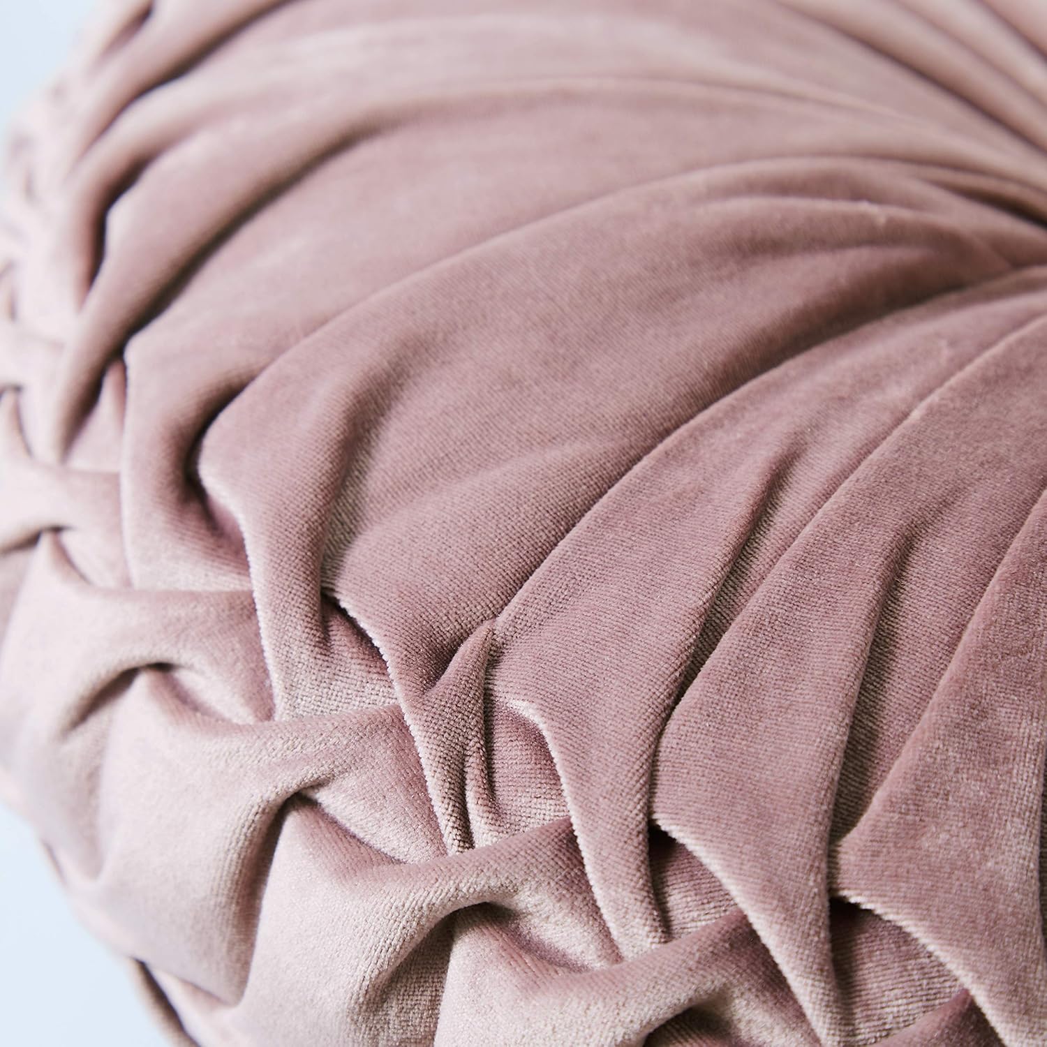 Cassiel Home 14.5" Pintuck Round Throw Pillow - Handcrafted Pumpkin Velvet Floor Pillow - Mauve Throw Pillows Cushion for Chair Couch(Solid Pink)