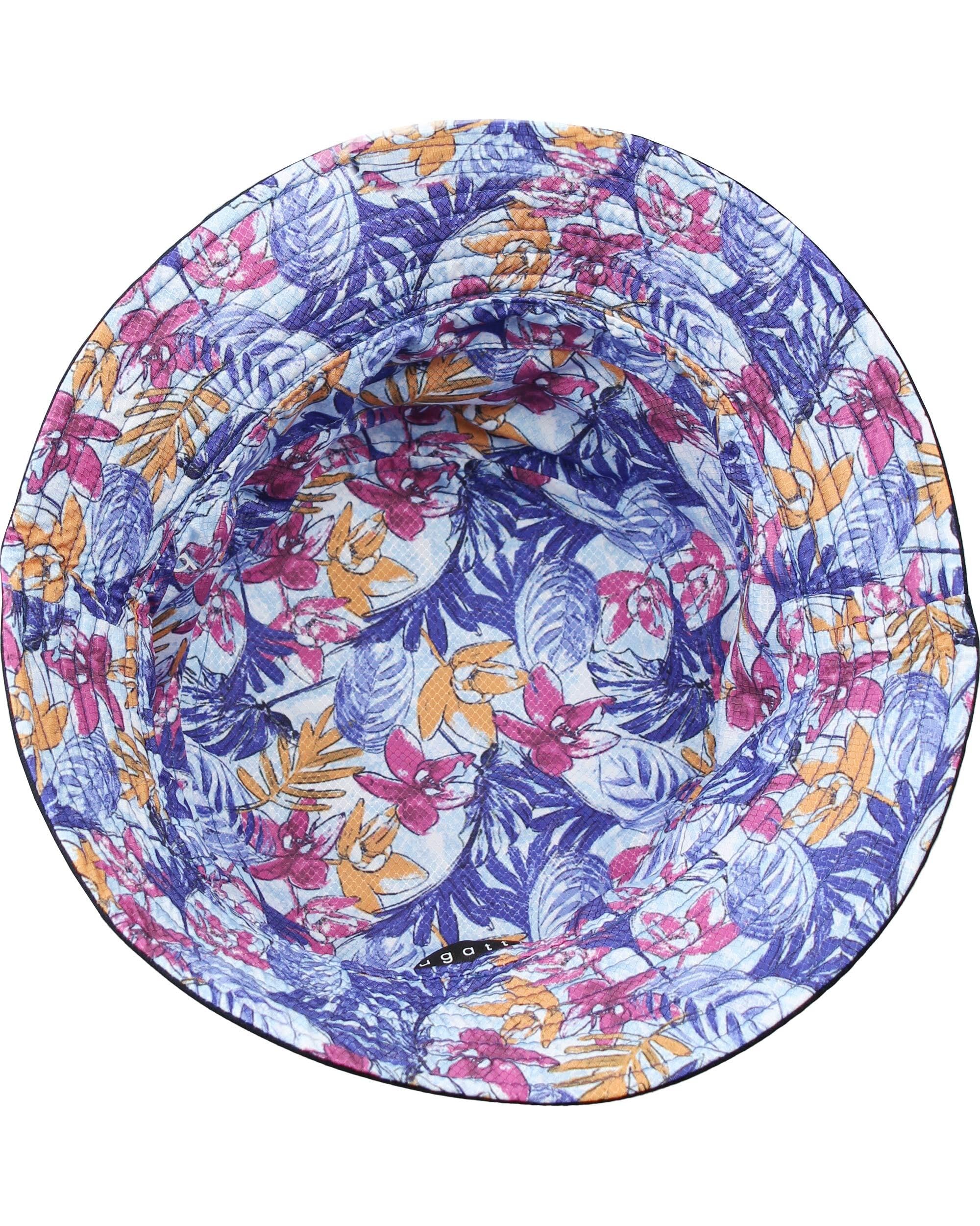 bugatti sombrero de cubo reversible - sombrero de pescador liso y con diseño de flores tropicales