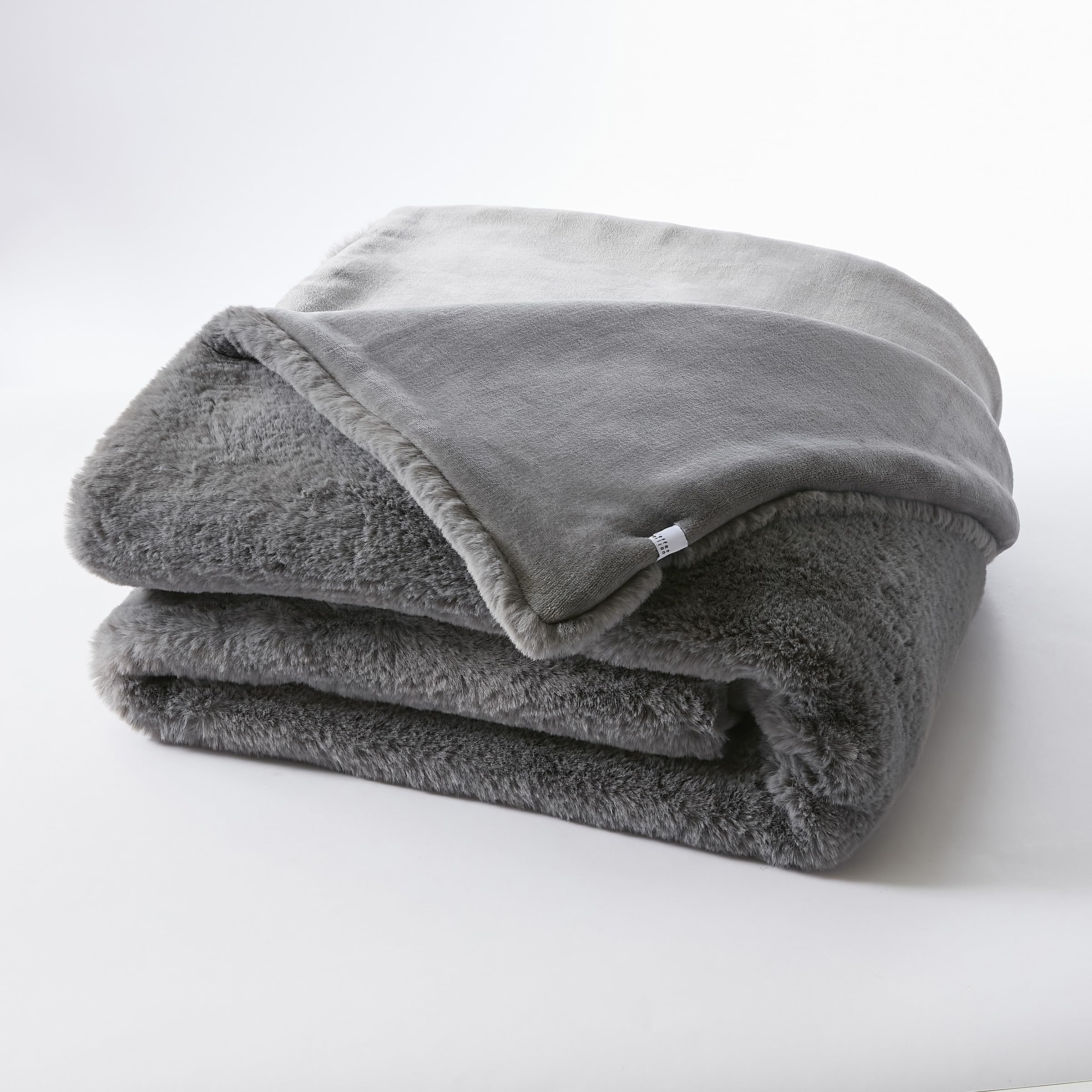Plaid ultra doux imitation fourrure cocooning Sven gris 140 x 200 cm