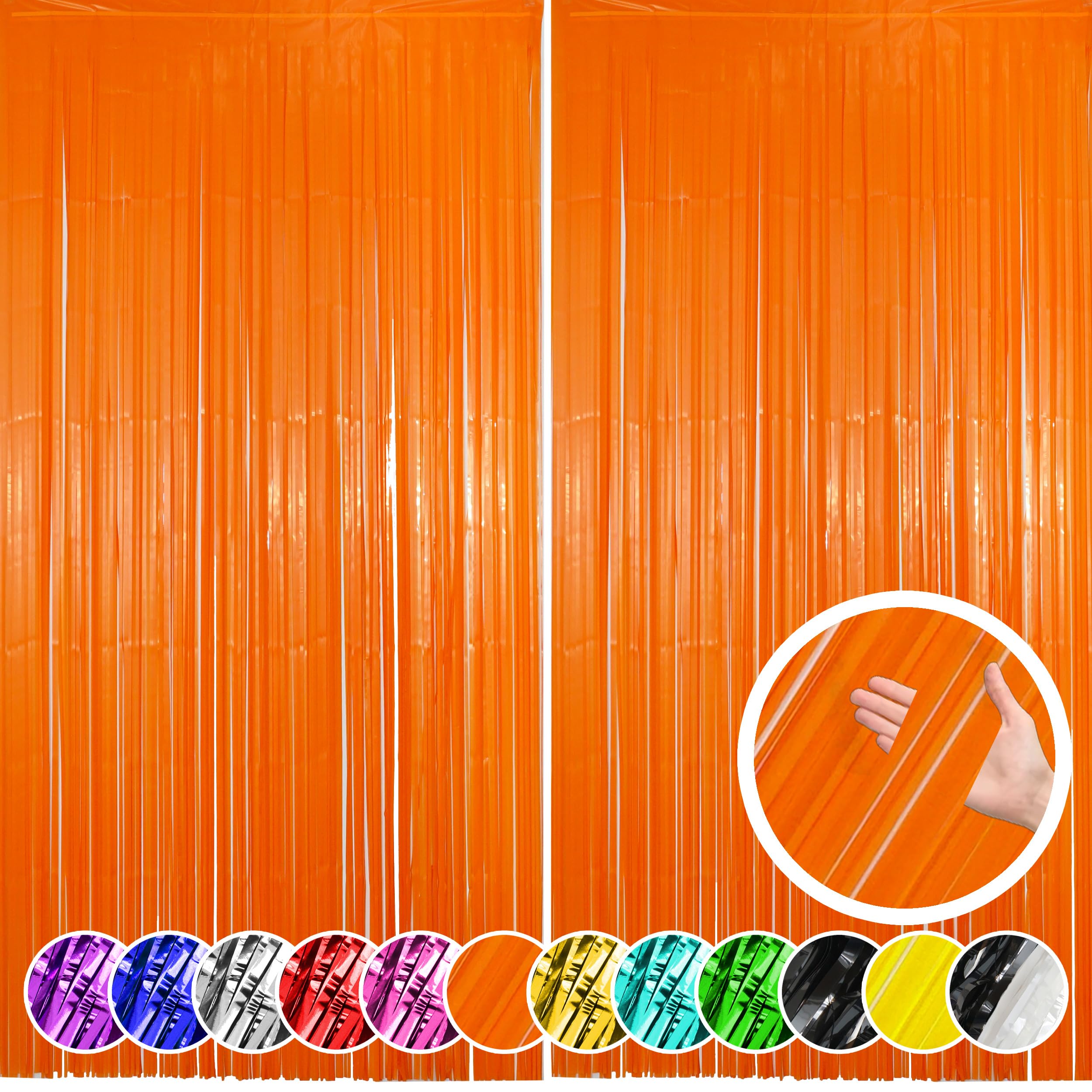 Hampton Distribution 2 Pack Orange Fringe Backdrop Curtains, Orange Streamers Party Backdrop, Party Decorations for Birthday, Holidays, Parties &amp; More