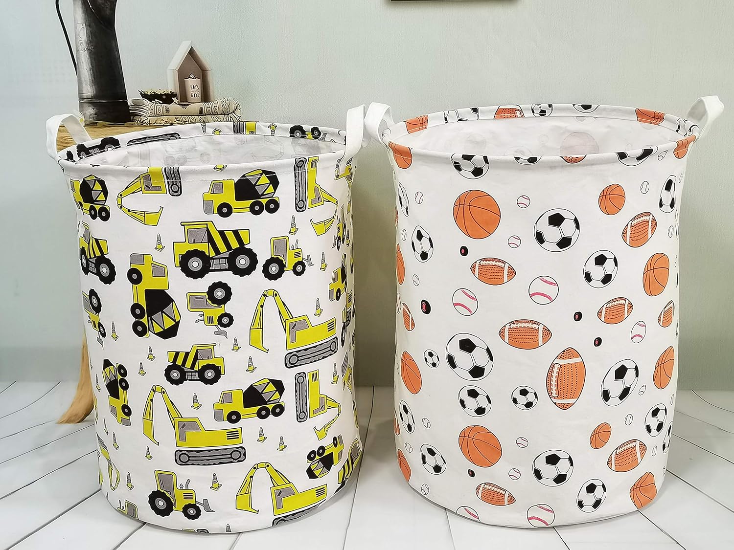 Storage Baskets Waterproof Foldable Organizer Large Storage Bins for Dirty Clothes Home and Office Toy Organizer Laundry Hamper(Excavator)