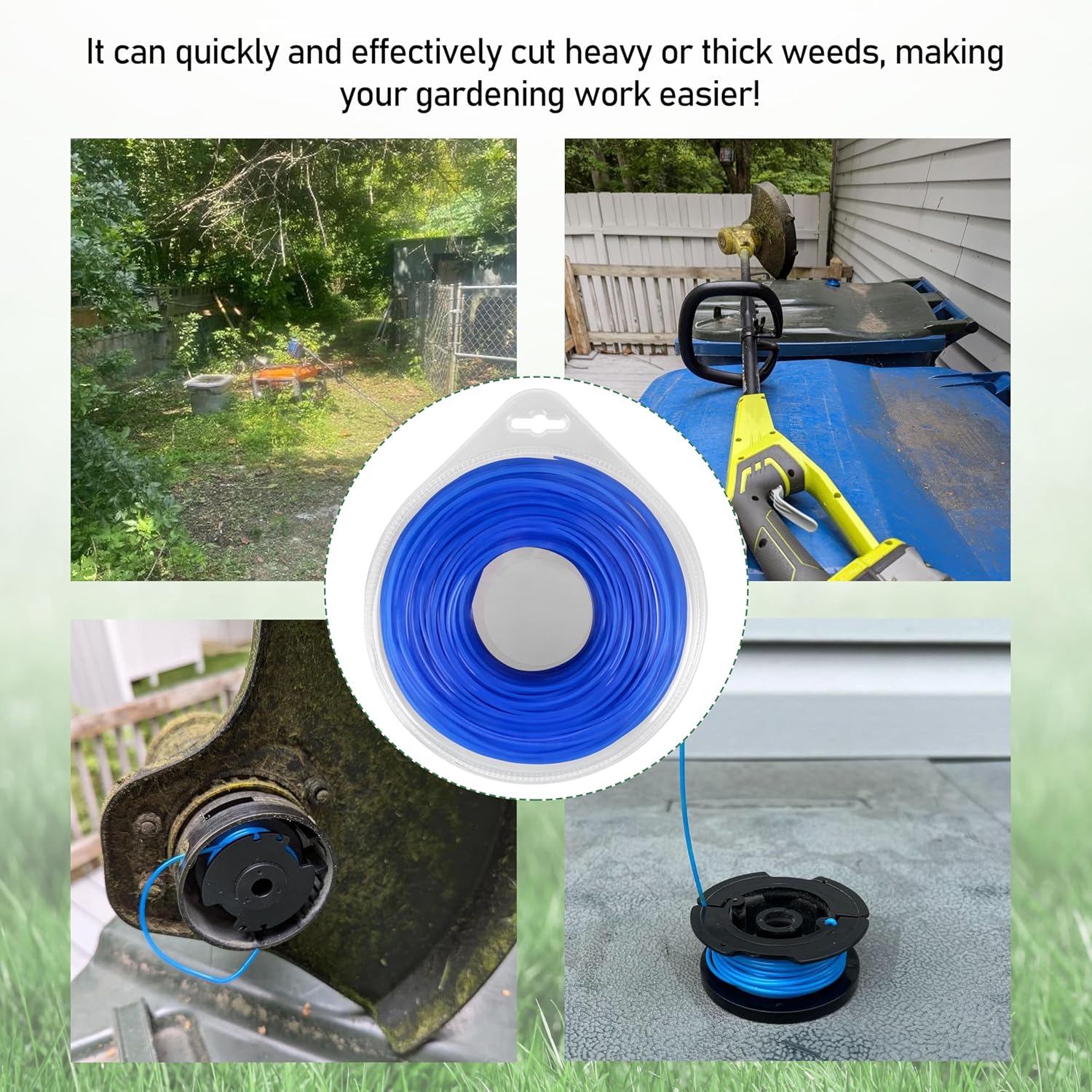 1 Pack Trimmer Line .065, Universal Weed Eater String 0.065 Inch x 440-Foot, 6-Point Star, Commercial Grade String Trimmer Line (Blue)