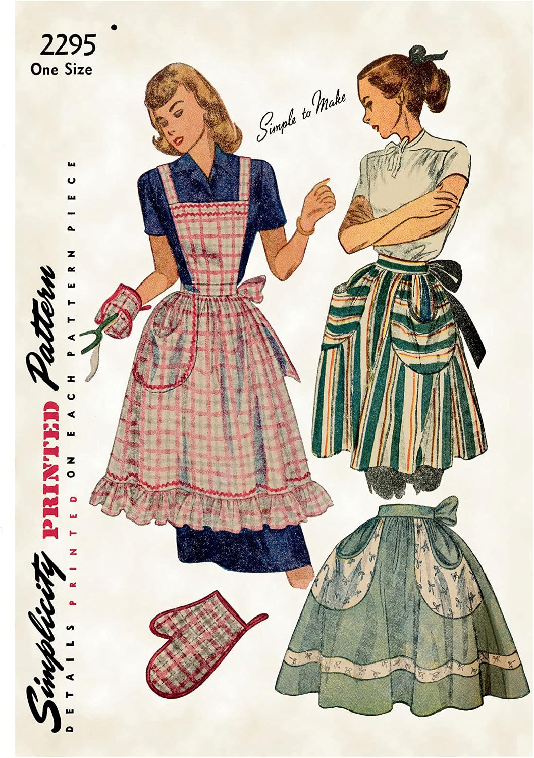 Simplicity SS9496OS Misses' Vintage Apron Sewing Pattern Kit, Code S9496, One Size