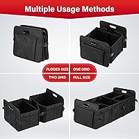 Vista 3 de Simple Deluxe Organizador de maletero de automóvil, almacenamiento plegable de múltiples compartimentos, antideslizante, poliéster Oxford 600D