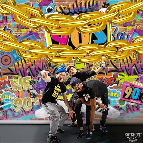 Miniatura 5 de Globos gigantes de cadena dorada de 32 pulgadas, 22 piezas, globos de cadena de aluminio para decoraciones de fiesta de hip hop, globos de cadena