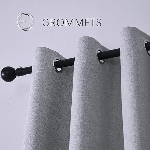 Miniatura 4 de Cortinas opacas estilo lino de 52 x 84 pulgadas, 100% bloqueo de luz, reducción de ruido y aislamiento térmico, paneles de triple capa con ojales en