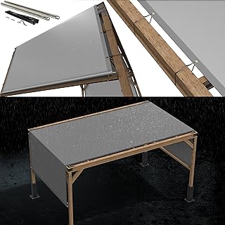 Royal Shade 10' x 16' Waterproof Grey Pergola Sun Shade Canopy Replacement Cover, UPF50 Commercial Grade 260 GSM Cloth for Outdoor Patio, Include Stainless Steel Weighted Rods (We Make Custom Size)