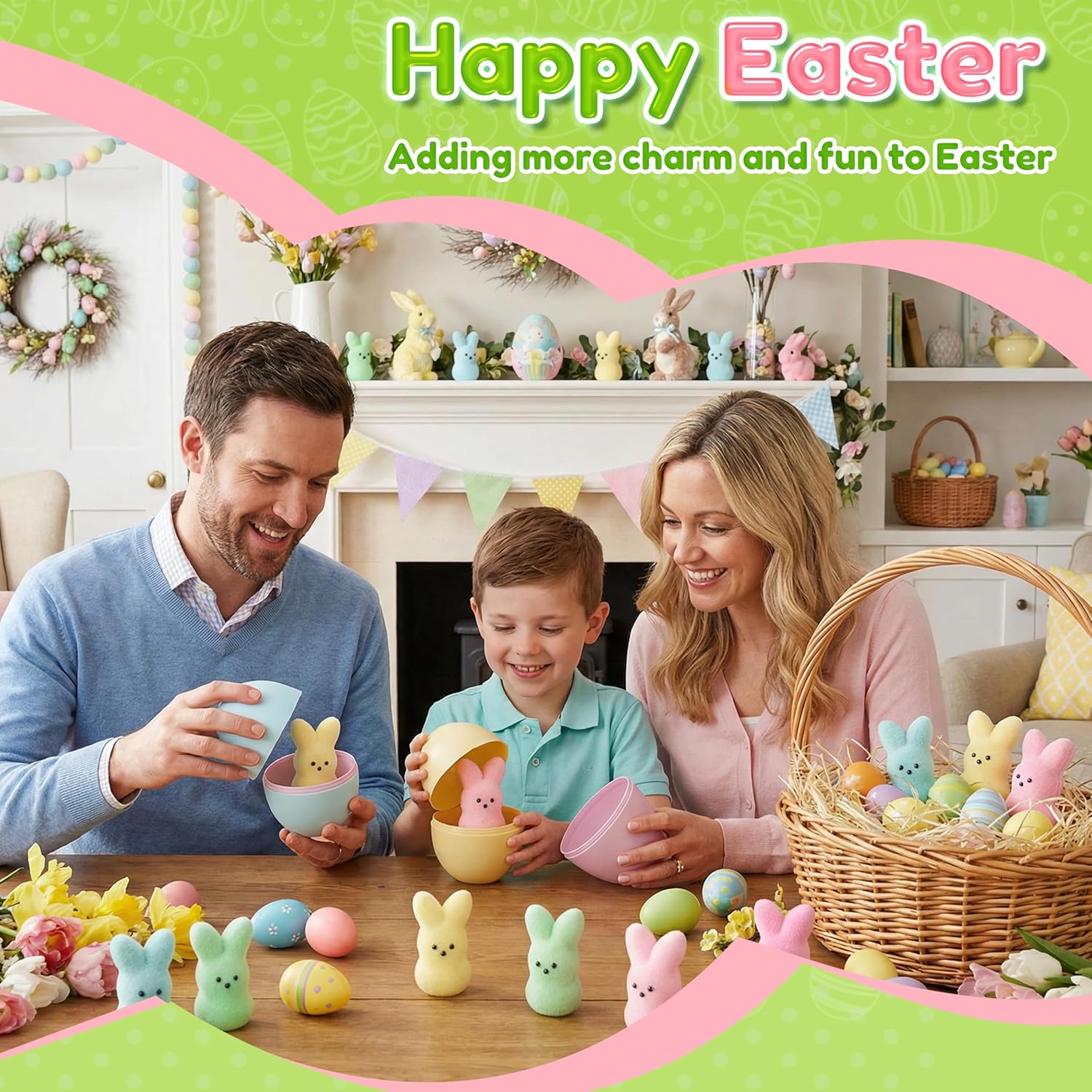 Easter Egg Fillers Bunny Toys, Kids for Easter Basket Stuffers, Easter Decorations for Home Table Centerpiece, Party Favors, Toddlers & Family (24PCS)