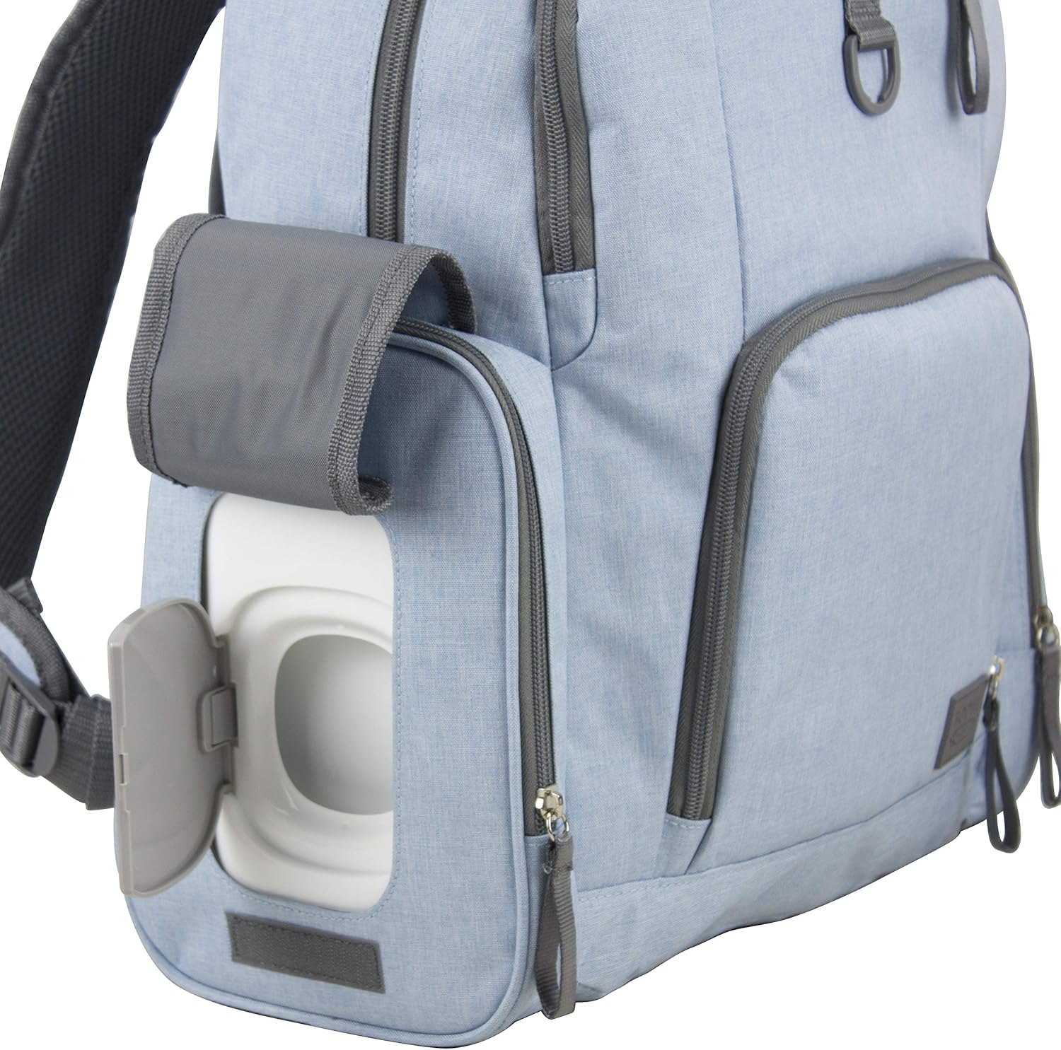 BODHI Baby Portable Diaper Changing Pad Diaper Changer Travel Bag, Changing Mat, Baby Changing Station, Infant Gift, Light Blue Chambray