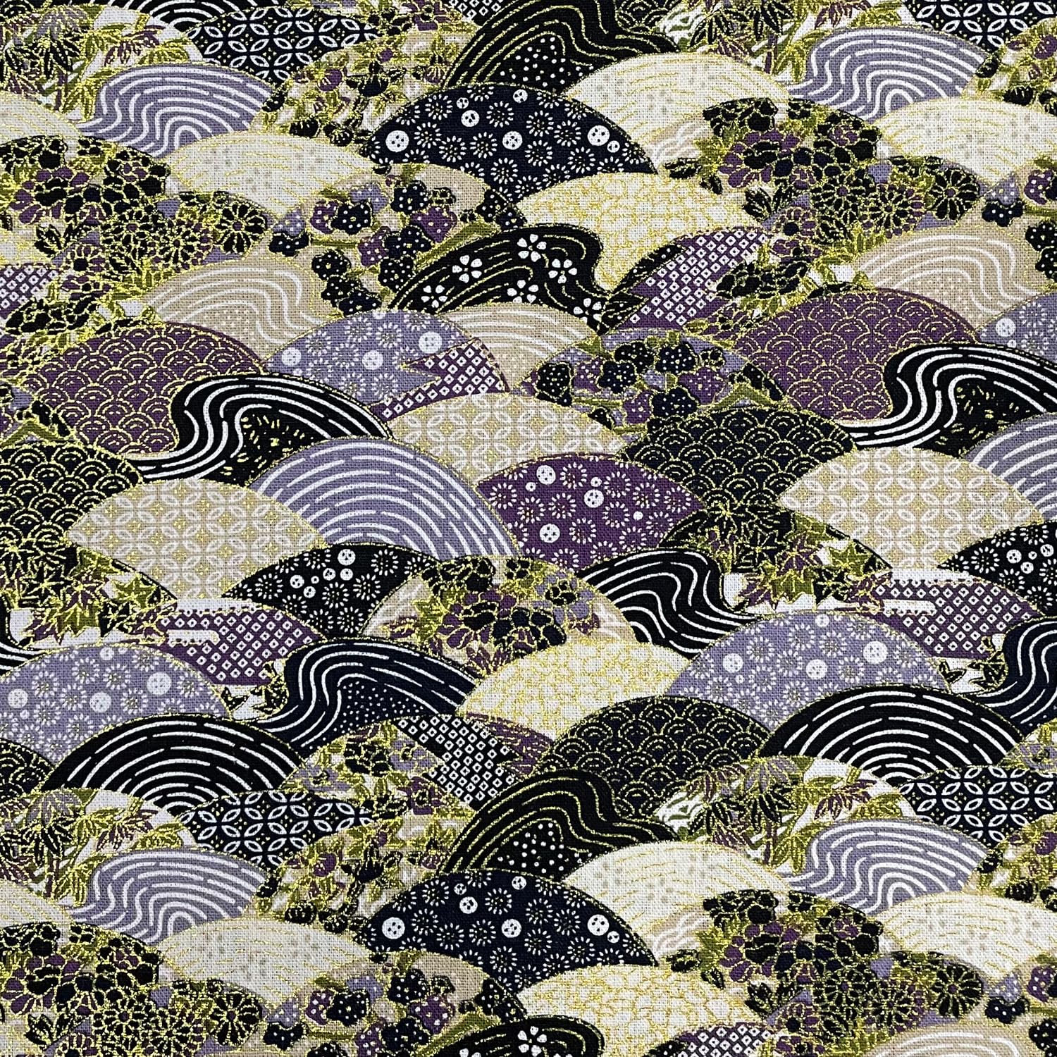 Jukway Cotton Fabric by The Metre, 50x145 cm, 100% Cotton Fabrics, Bronzing Design Floral Printed Decorative Cloths for Sewing, Quilting, Crafts, Curtains, Upholstery (04- Design, Purple)