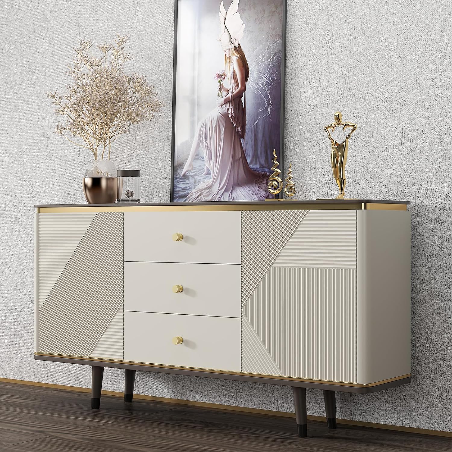 goldenwarm 5 Pack Gold Drawer Knobs, Knurled Round Gold Knobs, Aluminum Alloy Single Hole Kitchen Handles