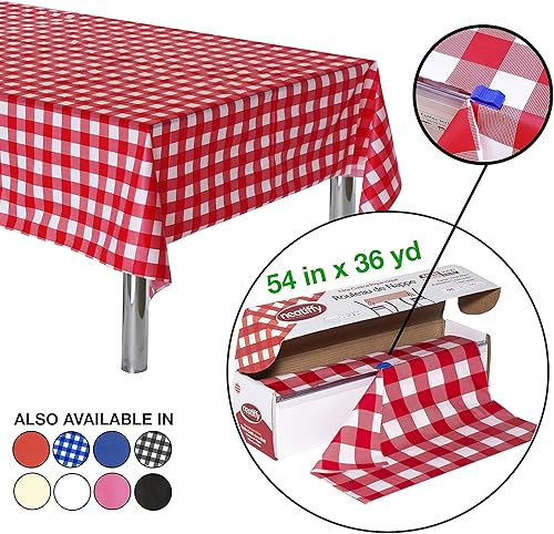 Miniatura 2 de Neatiffy Rollo de mantel de plástico desechable Mantel impermeable de 54 pulgadas x 108 pies Mantel para mesas rectangulares, cuadradas y ovaladas