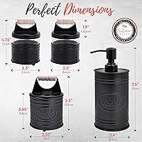 Vista 6 de Autumn Alley Juego de accesorios de baño rústicos, dispensador de jabón negro de granja, soporte para cepillos de dientes negro mate, 2 tarros